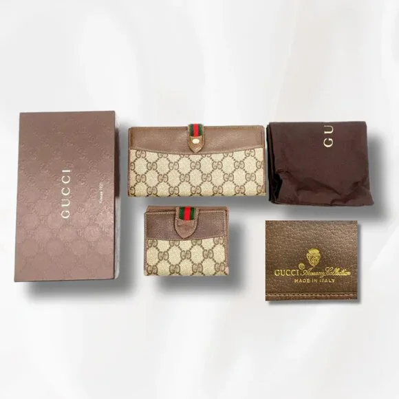 GUCCI GG SHERRY LINE BI-FOLD & LONG WALLET SET (2) – WITH BOX - Picture 3 of 11